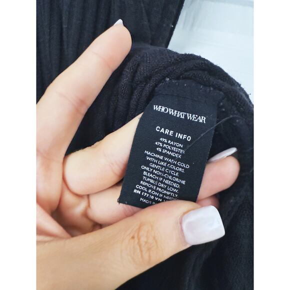 Who What Wear Ribbed Midi Dress Sleeveless XS Black Stretch Dark Academia Chic - Picture 7 of 7